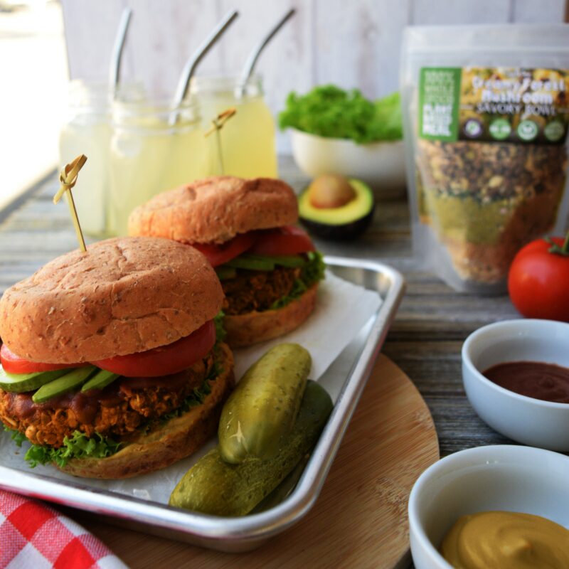 Baked Lentil Mushroom Burgers