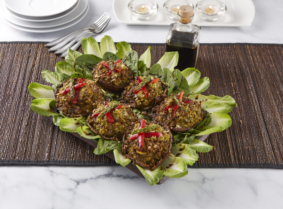 Drizzled Balsamic Stuffed Portobellos LeafSide